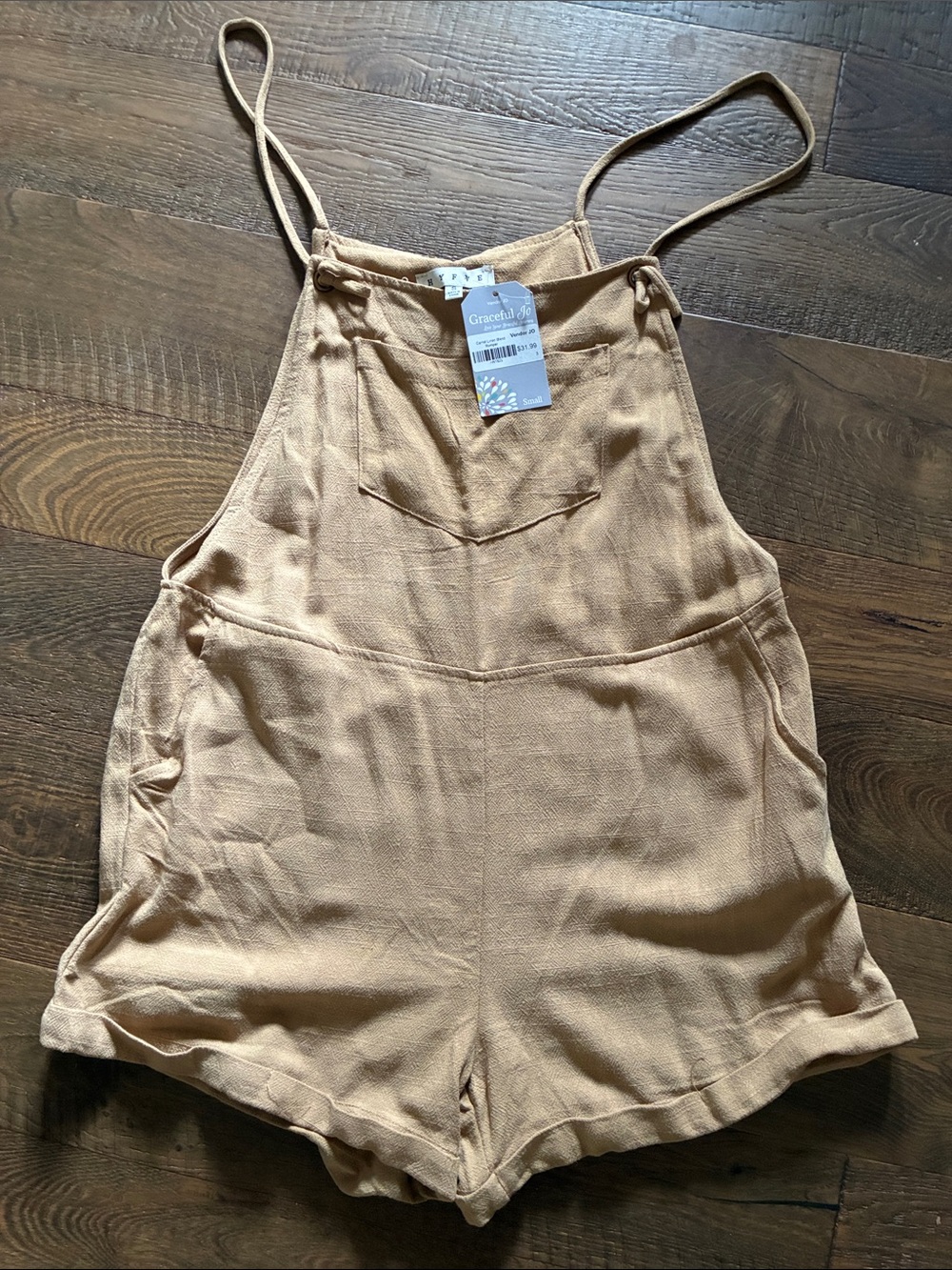 HYFVE Tan Linen-Blend Short Overalls